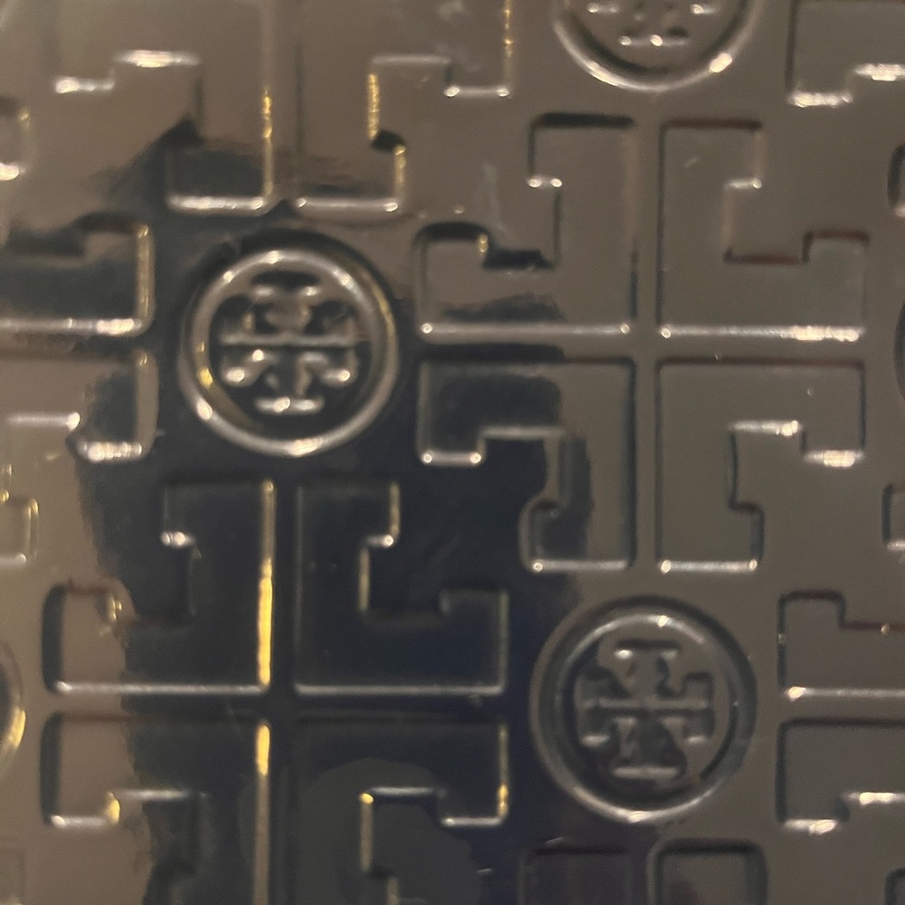 Tory Burch Navy and Tan Embossed Clutch - Picture 4 of 9